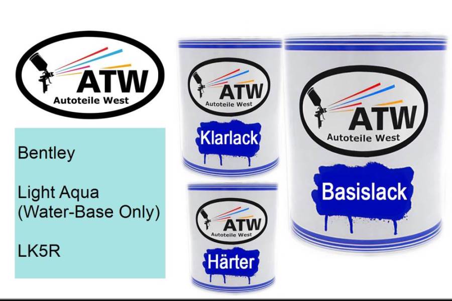 Bentley, Light Aqua (Water-Base Only), LK5R: 1L Lackdose + 1L Klarlack + 500ml Härter - Set, von ATW Autoteile West.